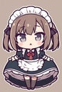 AI Generated Illustration Of An Anime Girl Wearing A Maid&#x27;s Uniform
