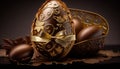 AI generated illustration of an appealing composition of a variety of chocolate eggs Royalty Free Stock Photo