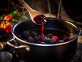 AI generated illustration of an appetizing bowl of homemade berry compote with fresh ripe berries