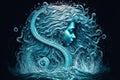 AI generated illustration of Aquarius astrological sign as a beautiful girl horoscope, spirituality