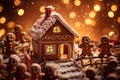 AI generated illustration of An array of festive gingerbread houses with a wintery snowscape
