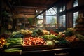 a market filled with lots of vegetables and fruit pieces on display Royalty Free Stock Photo