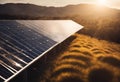 AI generated illustration of an array of solar panels, basking in the sun's warm glow Royalty Free Stock Photo
