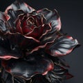 AI generated illustration of an artistic glass rose on a black surface