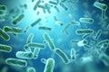 an image of many bacteriums with a bright blue background