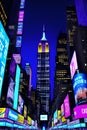 AI generated illustration of an artwork of a vibrant night cityscape of New York Blacklight