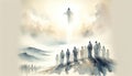 The Ascension of Jesus Christ. Life of Christ. Watercolor Biblical Illustration Royalty Free Stock Photo