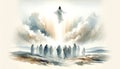 The Ascension of Jesus Christ. Life of Christ. Watercolor Biblical Illustration Royalty Free Stock Photo