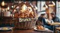 AI generated illustration of assorted breads and pastries in a woven basket for brunch Royalty Free Stock Photo