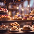AI generated illustration of assorted cupcakes showcased in a bakery Royalty Free Stock Photo