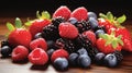 AI generated illustration of assorted fresh berries on a table Royalty Free Stock Photo