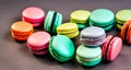 AI generated illustration of assorted macarons in a variety of colors and flavors