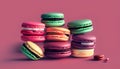 AI generated illustration of assorted macarons in a variety of colors and flavors