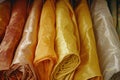 AI generated illustration of assorted silk fabrics Royalty Free Stock Photo