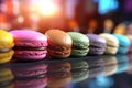 AI generated illustration of an assortment of colorful macarons arranged in a pleasing display