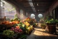 AI generated illustration of an assortment of fresh fruits and vegetables in a farmers market Royalty Free Stock Photo