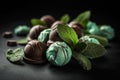 AI generated illustration of an assortment of green mint chocolate candies