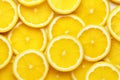 AI generated illustration of an assortment of slices of fresh yellow lemons