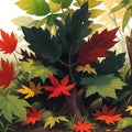 AI generated illustration of autumn time maple leaves