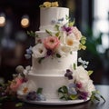 Impressive Multi-layered Wedding Cake with Elegant Details, Capturing the Spirit of Romance and Unity