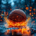 AI generated illustration of Basketball Elements Background Royalty Free Stock Photo