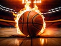 AI generated illustration of a basketball engulfed in flames