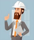 AI generated illustration of a bearded construction team leader wearing a hard hat