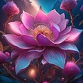 AI generated illustration of a beautiful blooming lotus blossom in a grassy field