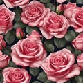 AI-generated illustration of a beautiful bouquet of vibrant pink roses