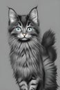 AI generated illustration of a beautiful gray fantasy cat with blue eyes Royalty Free Stock Photo