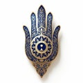 AI generated illustration of a beautiful hamsa hand, intricately decorated with shades of gold