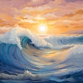 AI generated illustration of a beautiful landscape painting of a seascape