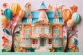 paper art by paper artist kim hoo, featuring a house in the middle