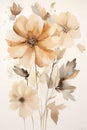 AI generated illustration of A beautiful still life of assorted white and brown watercolor flowers