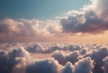 AI generated illustration of a beautiful view of fluffy clouds during sunset with a clear blue sky Royalty Free Stock Photo