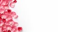 AI generated illustration of a beautiful white background with delicate pink rose petals Royalty Free Stock Photo