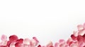 AI generated illustration of a beautiful white background with delicate pink rose petals Royalty Free Stock Photo