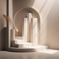 AI generated illustration of beautiful white podiums and decorative columns