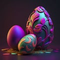 AI Generated illustration from beautiful Easter eggs group