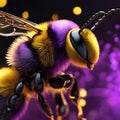 AI generated illustration of A bee sitting atop a cluster of yellow flowers