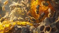 AI generated illustration of bees inside their hive Royalty Free Stock Photo