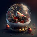 AI generated illustration of a bird in a Christmas crystal ball Royalty Free Stock Photo