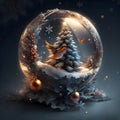 AI generated illustration of a bird in a Christmas crystal ball Royalty Free Stock Photo