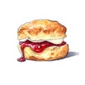 AI generated illustration of a biscuit sandwich, featuring two crunchy biscuits with creamy filling