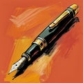 AI generated illustration of a black fountain pen