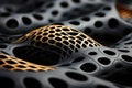 AI generated illustration of a black and gold wavy metallic surface