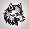 a grey and black wolf head on a white background with a gray background Royalty Free Stock Photo