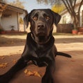 AI-generated illustration of a black Labrador lying on the ground