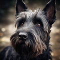 AI generated illustration of a black Schnauzer portrait