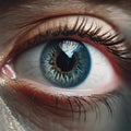 AI generated illustration of a blue eye with a single set of eyelashes cast across its surface Royalty Free Stock Photo
